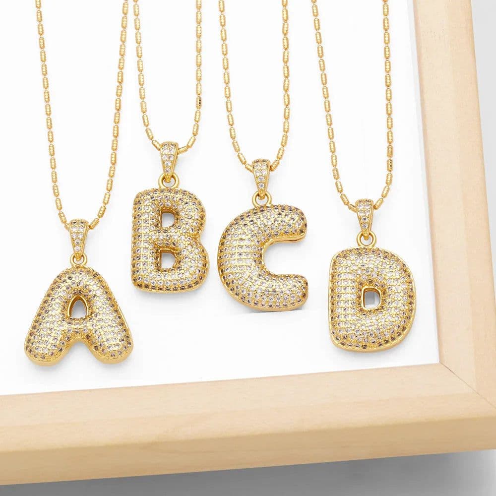 image-Clavicle Chain Copper Micro Inlaid Zircon 26 Letter Pendant Necklace For Women's Birthday Jewelry Gifts