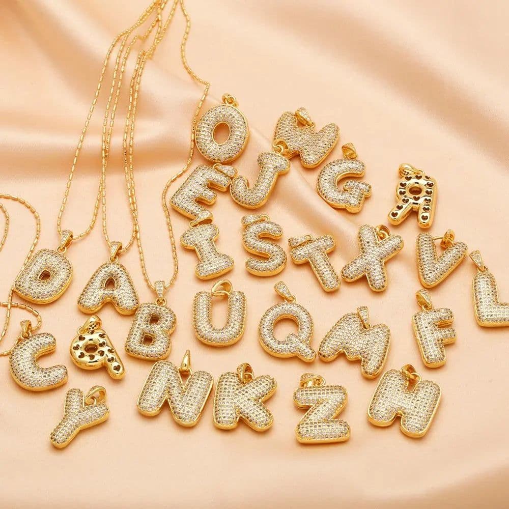 image-Clavicle Chain Copper Micro Inlaid Zircon 26 Letter Pendant Necklace For Women's Birthday Jewelry Gifts