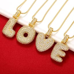 image-Clavicle Chain Copper Micro Inlaid Zircon 26 Letter Pendant Necklace For Women's Birthday Jewelry Gifts