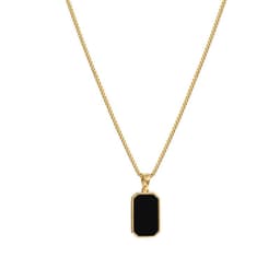 image-Rectangular Pendant Necklace Design 18K Gold Non-fading Fashion Small Black For Men Titanium Steel Necklace For Women