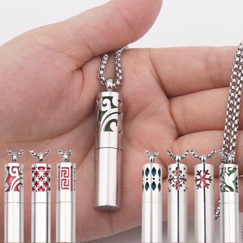 image-Men's Titanium Steel Simple Perfume Necklace