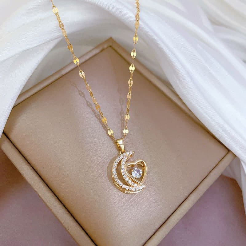 image-Stainless Steel Starry Sky Planet Astronaut Necklace For Women Light Luxurious Temperament Star Metal Chain Jewelry Gift