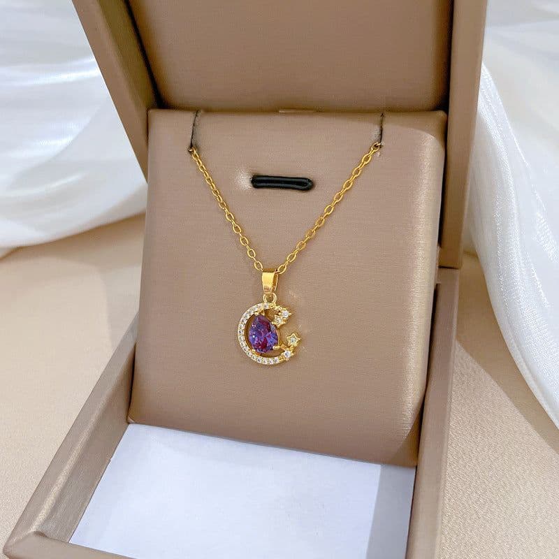 image-Stainless Steel Starry Sky Planet Astronaut Necklace For Women Light Luxurious Temperament Star Metal Chain Jewelry Gift
