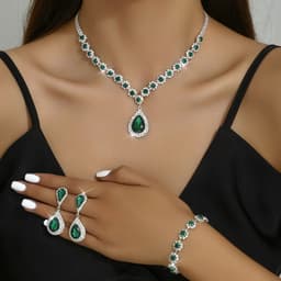 image-Fashion Jewelry Bridal Jewelry Suit Necklace Ear Stud Bracelet Three-piece Set