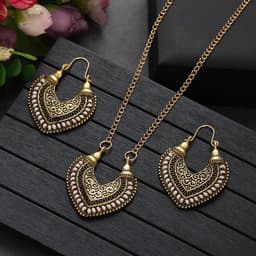 image-Colored Rope Winding Earrings Necklace Two-piece Set