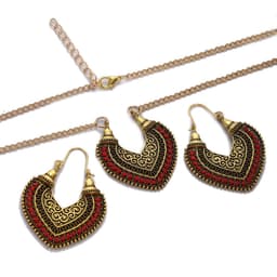 image-Colored Rope Winding Earrings Necklace Two-piece Set