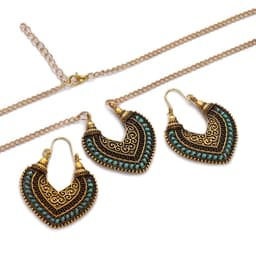 image-Colored Rope Winding Earrings Necklace Two-piece Set