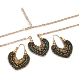 image-Colored Rope Winding Earrings Necklace Two-piece Set