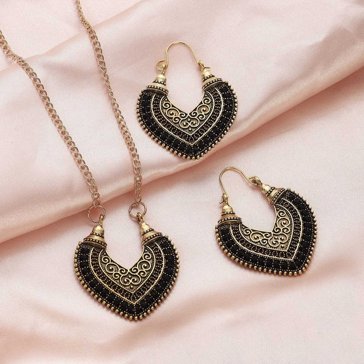 image-Colored Rope Winding Earrings Necklace Two-piece Set