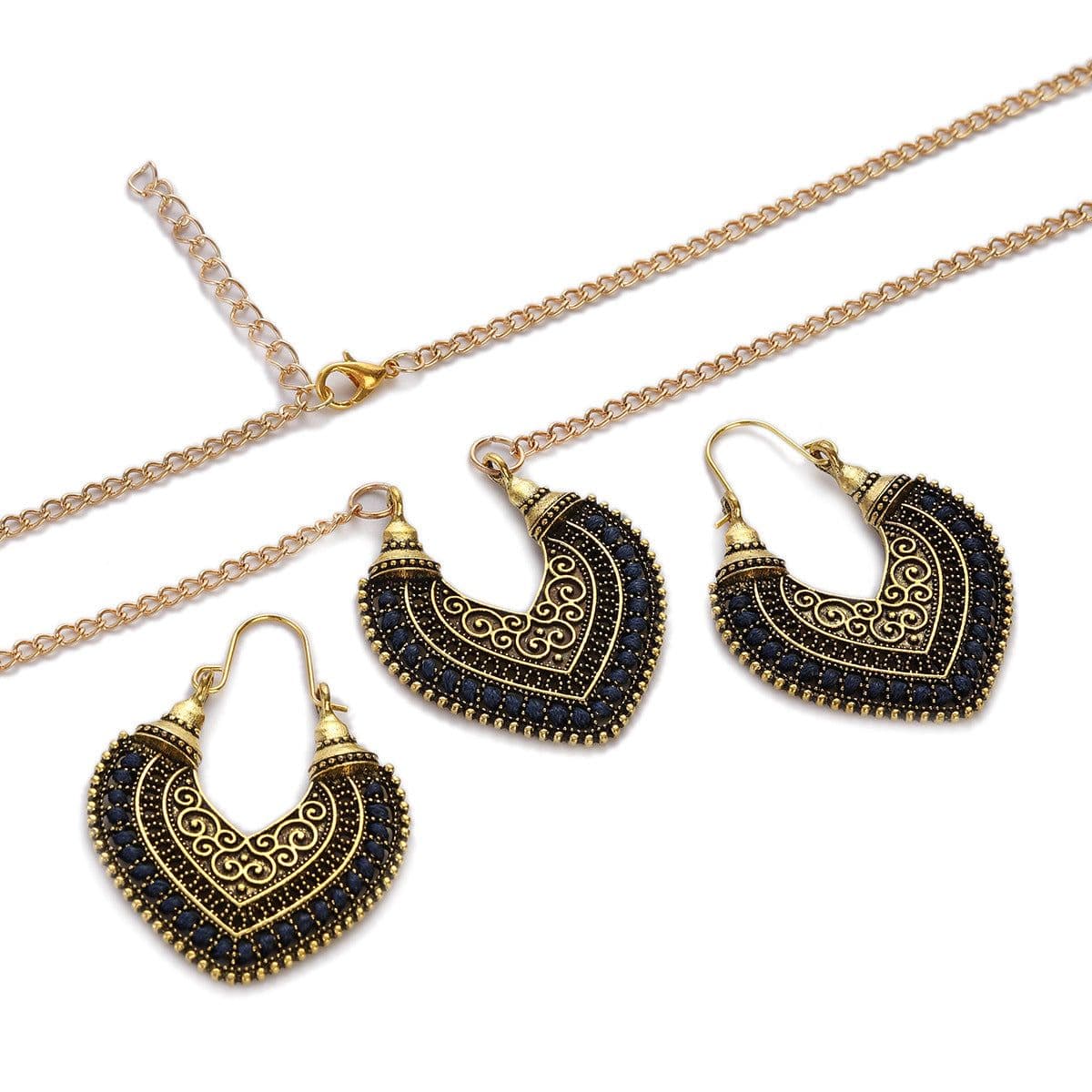 image-Colored Rope Winding Earrings Necklace Two-piece Set