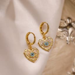 image-Fashion Jewelry Personality Copper Plated Real Gold Heart-shaped Zircon Pendant Necklace And Earrings Suite