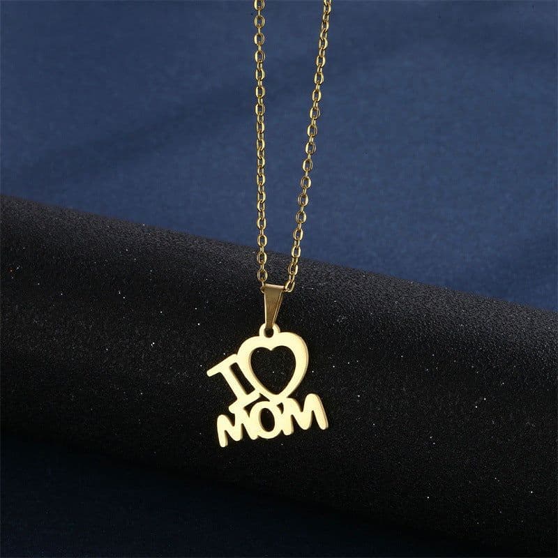 image-Mother's Day Jewelry Set Stainless Steel I Love Mom Mama Love Heart Pendant Necklace Earrings Thanksgiving Gift
