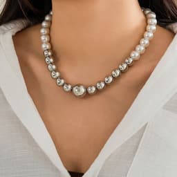 image-Exaggerated Punk Contrast Color Beaded Necklace Ball Bracelet