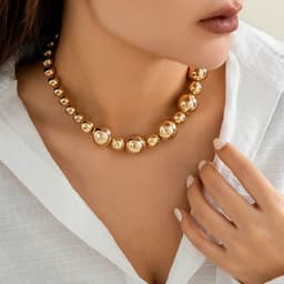 image-Exaggerated Punk Contrast Color Beaded Necklace Ball Bracelet