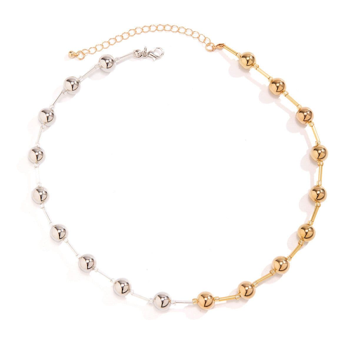 image-Exaggerated Punk Contrast Color Beaded Necklace Ball Bracelet