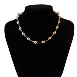 image-Exaggerated Punk Contrast Color Beaded Necklace Ball Bracelet