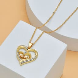image-Mother's Day Mom Heart Shape With Diamond Letter Necklace For Women Fine Jewelry Women Accessories Fashion Jewelry