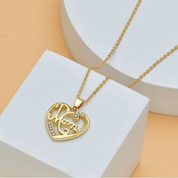 image-Mother's Day Mom Heart Shape With Diamond Letter Necklace For Women Fine Jewelry Women Accessories Fashion Jewelry