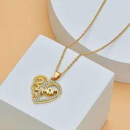 image-Mother's Day Mom Heart Shape With Diamond Letter Necklace For Women Fine Jewelry Women Accessories Fashion Jewelry