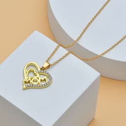 image-Mother's Day Mom Heart Shape With Diamond Letter Necklace For Women Fine Jewelry Women Accessories Fashion Jewelry