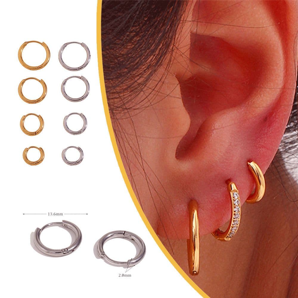 image-All-match Ear Clip Ear Hoop Jewelry Niche Stainless Steel Plated 18K Ear Accessories For Her