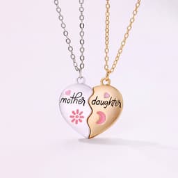 image-2PCS Set Jewelry Mother Daughter Necklace Matching Heart Magnetic Pendant Fashion Gifts For Mother's Day