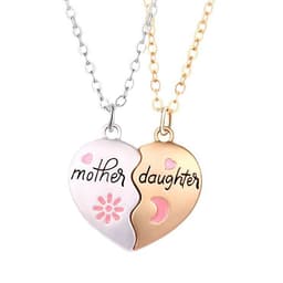 image-2PCS Set Jewelry Mother Daughter Necklace Matching Heart Magnetic Pendant Fashion Gifts For Mother's Day