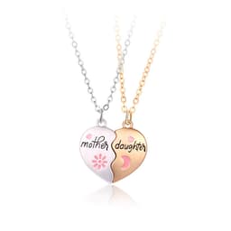 image-2PCS Set Jewelry Mother Daughter Necklace Matching Heart Magnetic Pendant Fashion Gifts For Mother's Day