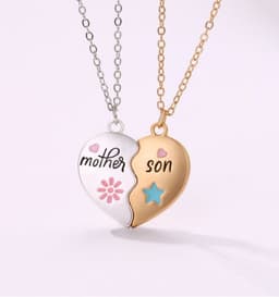 image-2PCS Set Jewelry Mother Daughter Necklace Matching Heart Magnetic Pendant Fashion Gifts For Mother's Day