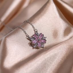 image-Fashion Jewelry Zircon Women Necklace Ring Double Layers Flower Cubic Zirconia Jewelry Shiny Simple All Match Stud Earrings Ring Necklace For Wedding