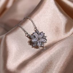 image-Fashion Jewelry Zircon Women Necklace Ring Double Layers Flower Cubic Zirconia Jewelry Shiny Simple All Match Stud Earrings Ring Necklace For Wedding