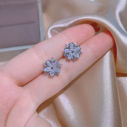 image-Fashion Jewelry Zircon Women Necklace Ring Double Layers Flower Cubic Zirconia Jewelry Shiny Simple All Match Stud Earrings Ring Necklace For Wedding