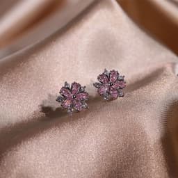 image-Fashion Jewelry Zircon Women Necklace Ring Double Layers Flower Cubic Zirconia Jewelry Shiny Simple All Match Stud Earrings Ring Necklace For Wedding