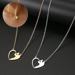 image-Women's Fashion Jewelry Stainless Steel Necklaces Heart Cat Hollow Pendant Choker Clavicle Chain Charm Fashion Necklaces For Women Jewelry Girls Gifts