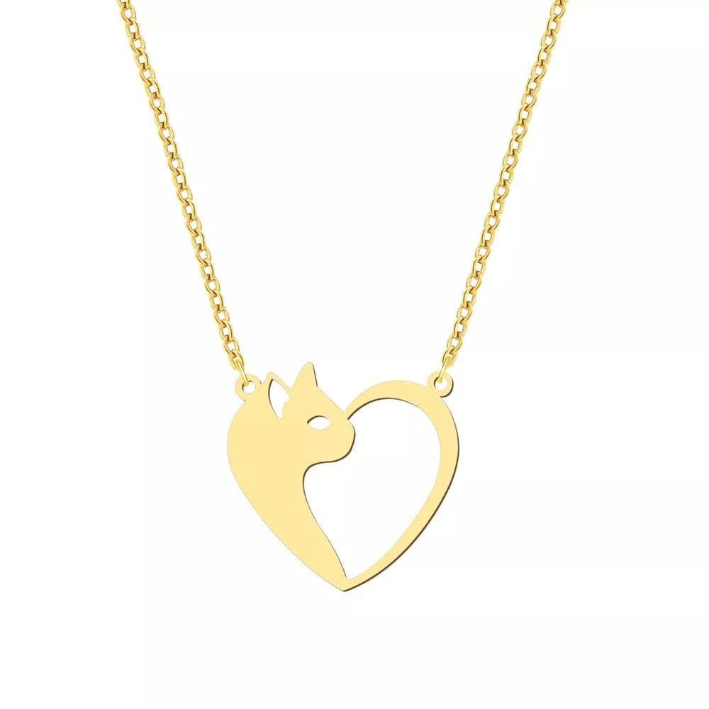 image-Women's Fashion Jewelry Stainless Steel Necklaces Heart Cat Hollow Pendant Choker Clavicle Chain Charm Fashion Necklaces For Women Jewelry Girls Gifts