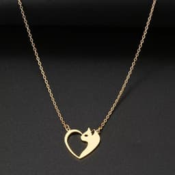image-Women's Fashion Jewelry Stainless Steel Necklaces Heart Cat Hollow Pendant Choker Clavicle Chain Charm Fashion Necklaces For Women Jewelry Girls Gifts