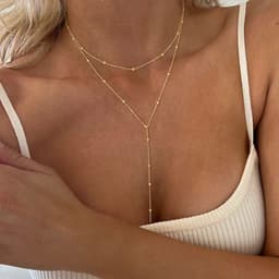 image-Fashion Long Necklace Simple Geometric Tassel Round Beads Clavicle Necklace