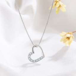 image-S925 Sterling Silver Love Heart Pendant Necklace For Women Fashion Jewelry Ladies Gold Color Clavicle Chain High Quality Jewelry Gifts