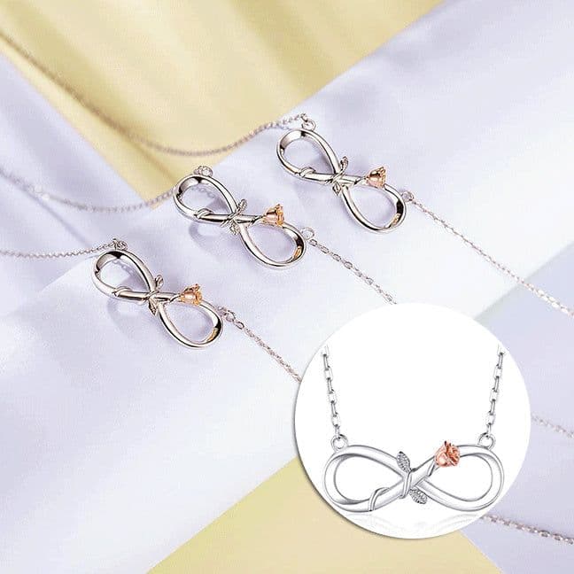 image-Double Fair Infinity Symbol Rose Necklace S925 Silver 8-word Rose Necklace Gift For Mom Wife Daughter Her
