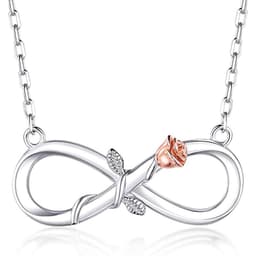 image-Double Fair Infinity Symbol Rose Necklace S925 Silver 8-word Rose Necklace Gift For Mom Wife Daughter Her