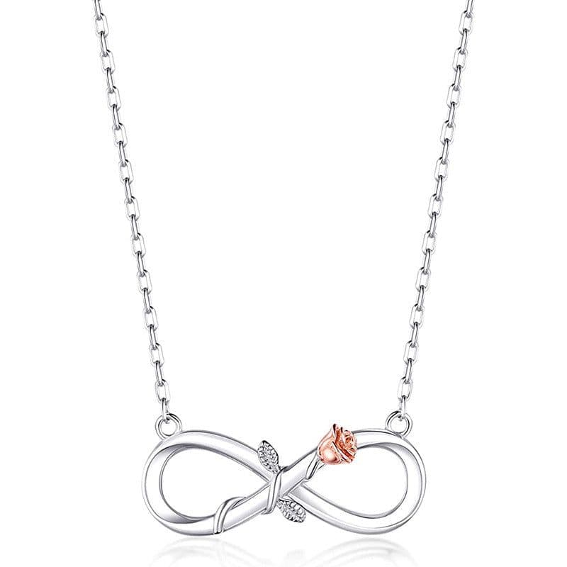 image-Double Fair Infinity Symbol Rose Necklace S925 Silver 8-word Rose Necklace Gift For Mom Wife Daughter Her