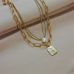 image-Fashion Jewelry Layered Face Portrait Chain Choker Necklace For Women Elegant Pearls Pendant Necklace Jewelry Accessories
