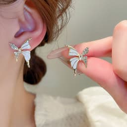image-Fashion Jewelry Rhinestone Dripped Butterflies Stud Earrings Sweet Everyday Versatile Jewelry For Women