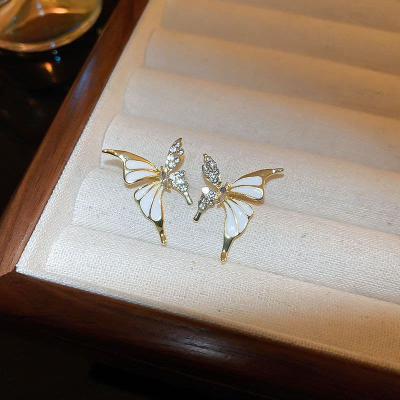 image-Fashion Jewelry Rhinestone Dripped Butterflies Stud Earrings Sweet Everyday Versatile Jewelry For Women