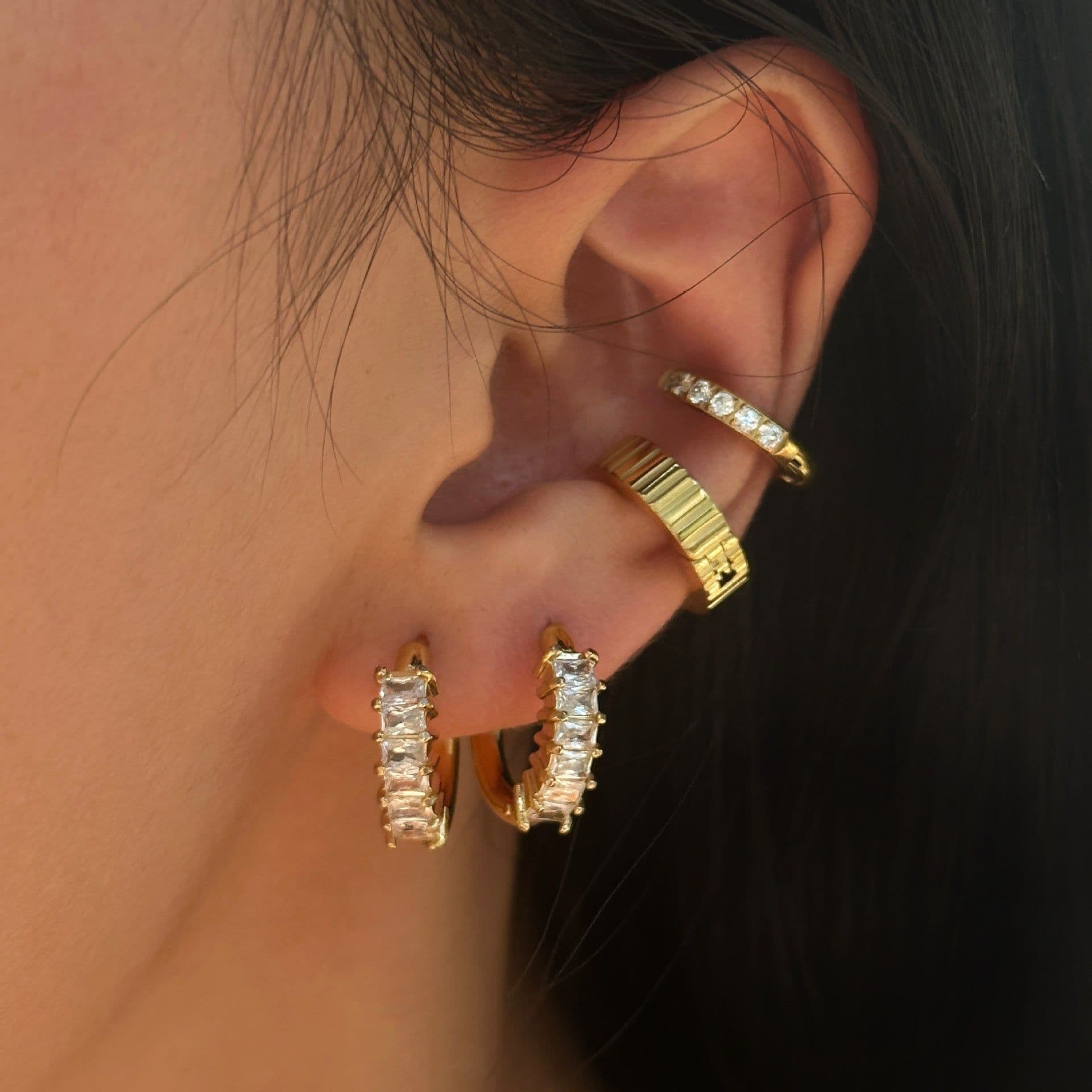 image-Fashionable INS Retro Titanium Steel Minimalist Small Zircon Earrings Ear Accessories For Her