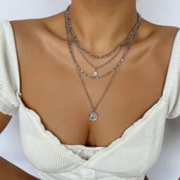 image-Chunky Gold Necklace Chunky Charm Necklace For Women Layered Gold Necklace For Women Silver Coin Necklace Jewelry Gifts For Women