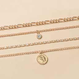 image-Chunky Gold Necklace Chunky Charm Necklace For Women Layered Gold Necklace For Women Silver Coin Necklace Jewelry Gifts For Women