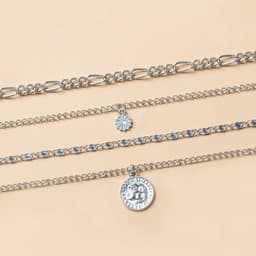 image-Chunky Gold Necklace Chunky Charm Necklace For Women Layered Gold Necklace For Women Silver Coin Necklace Jewelry Gifts For Women