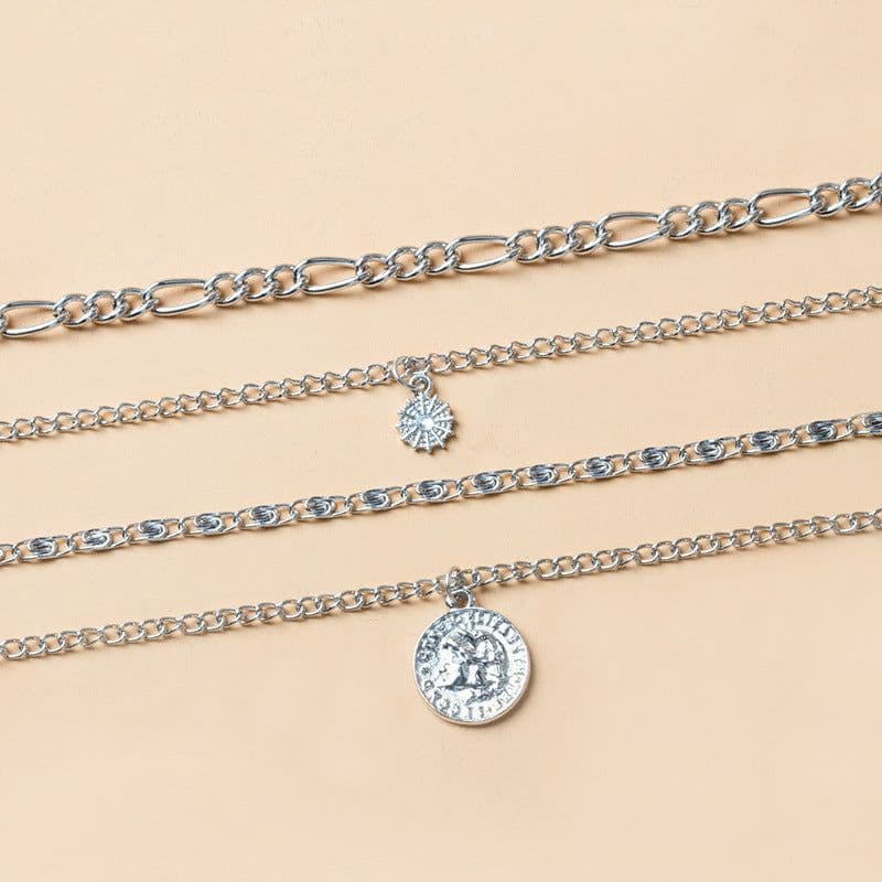 image-Chunky Gold Necklace Chunky Charm Necklace For Women Layered Gold Necklace For Women Silver Coin Necklace Jewelry Gifts For Women