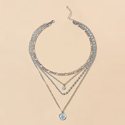 image-Chunky Gold Necklace Chunky Charm Necklace For Women Layered Gold Necklace For Women Silver Coin Necklace Jewelry Gifts For Women